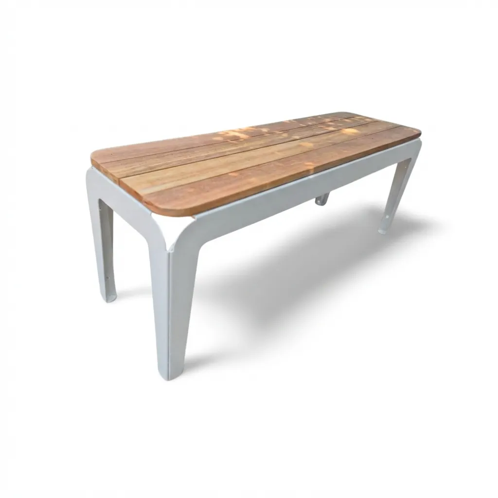 Asiento doble de metal con cubierta de madera CRTEC